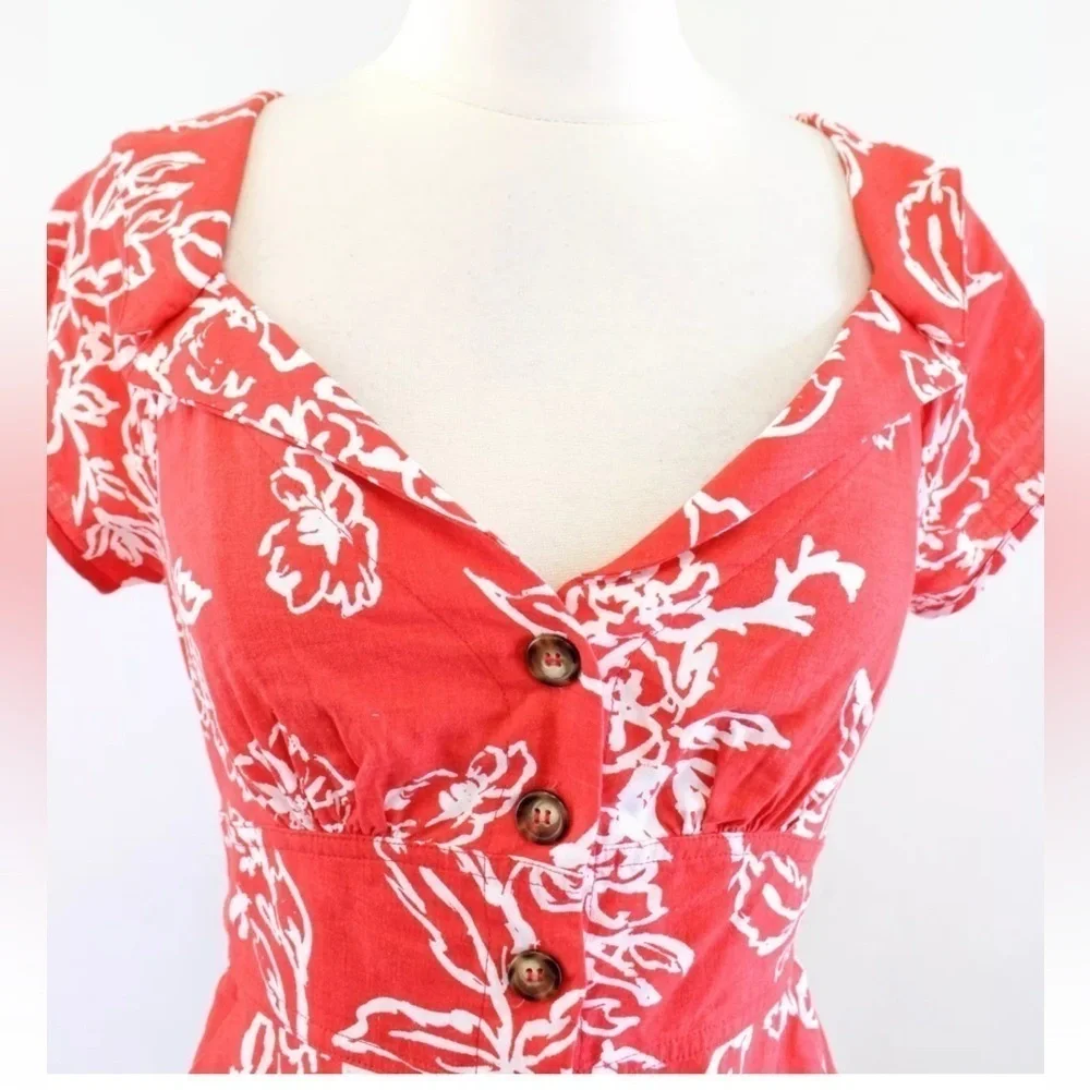 Sz 4 Free People A Thing Called Love Flo Blend Mini Dress Red Orange - Picture 4 of 14